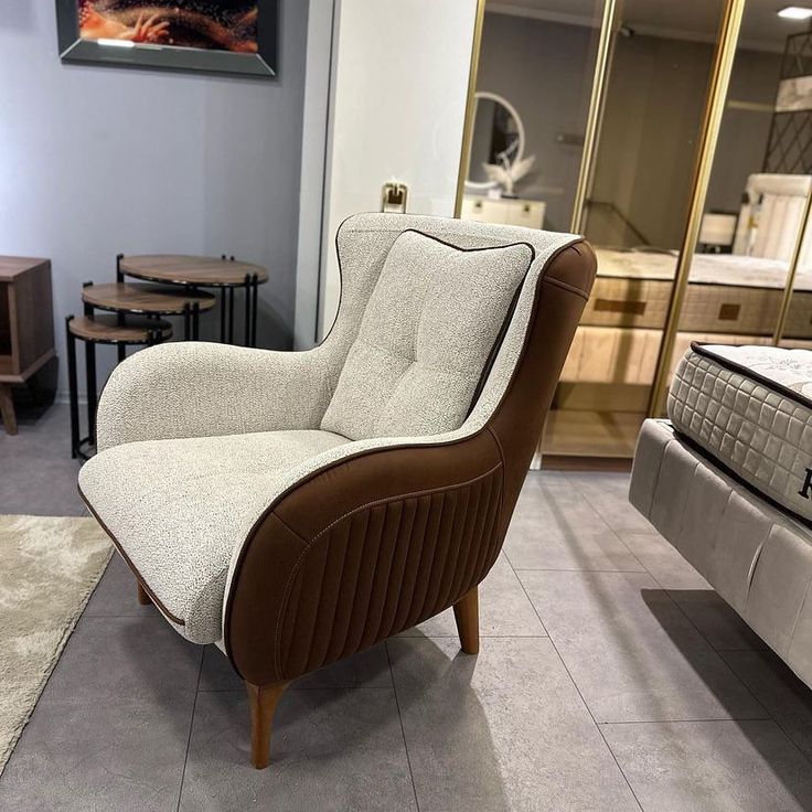 Luxury Boucle & Leather Armchair