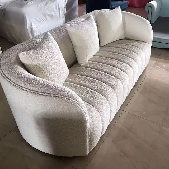 Curved Boucle Sofa