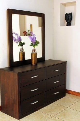 Espresso Wood Dresser with Mirror